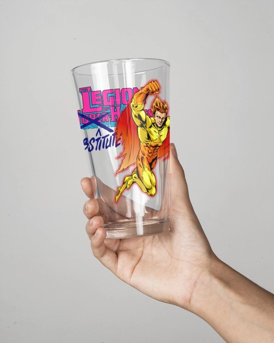 FIRE LAD OF THE LEGION OF SUBSTITUTE HEROES Pint Glass (with Free Shipping)