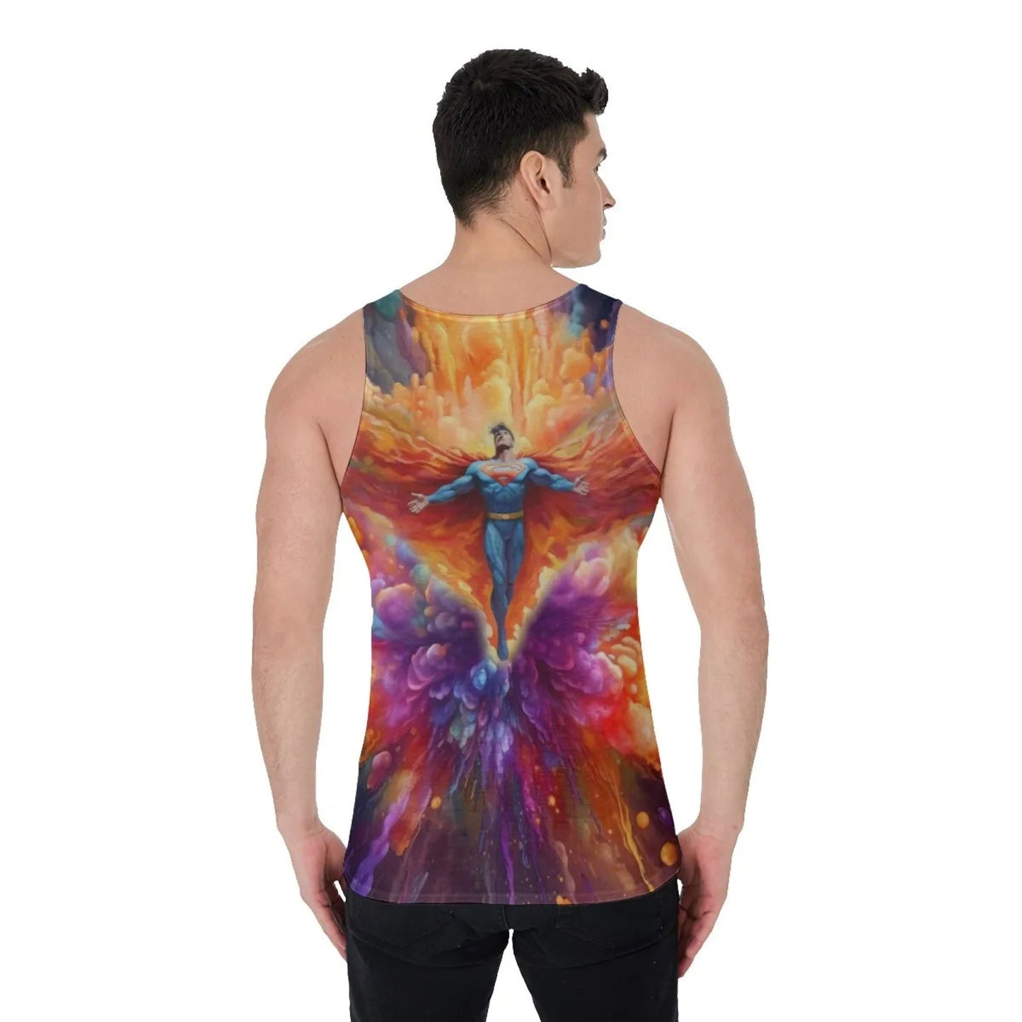 PSYCHEDELIC SUPERMAN ALL-OVER PRINT SHIRT and tank