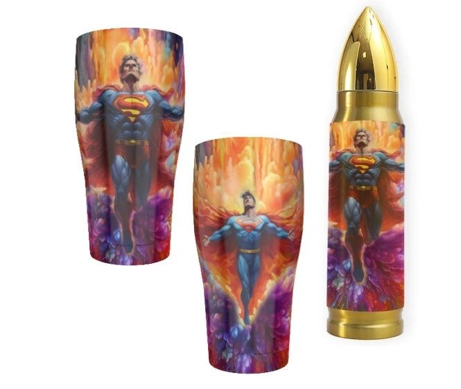 PSYCHEDELIC SUPERMAN TUMBLERS (2 TYPES)