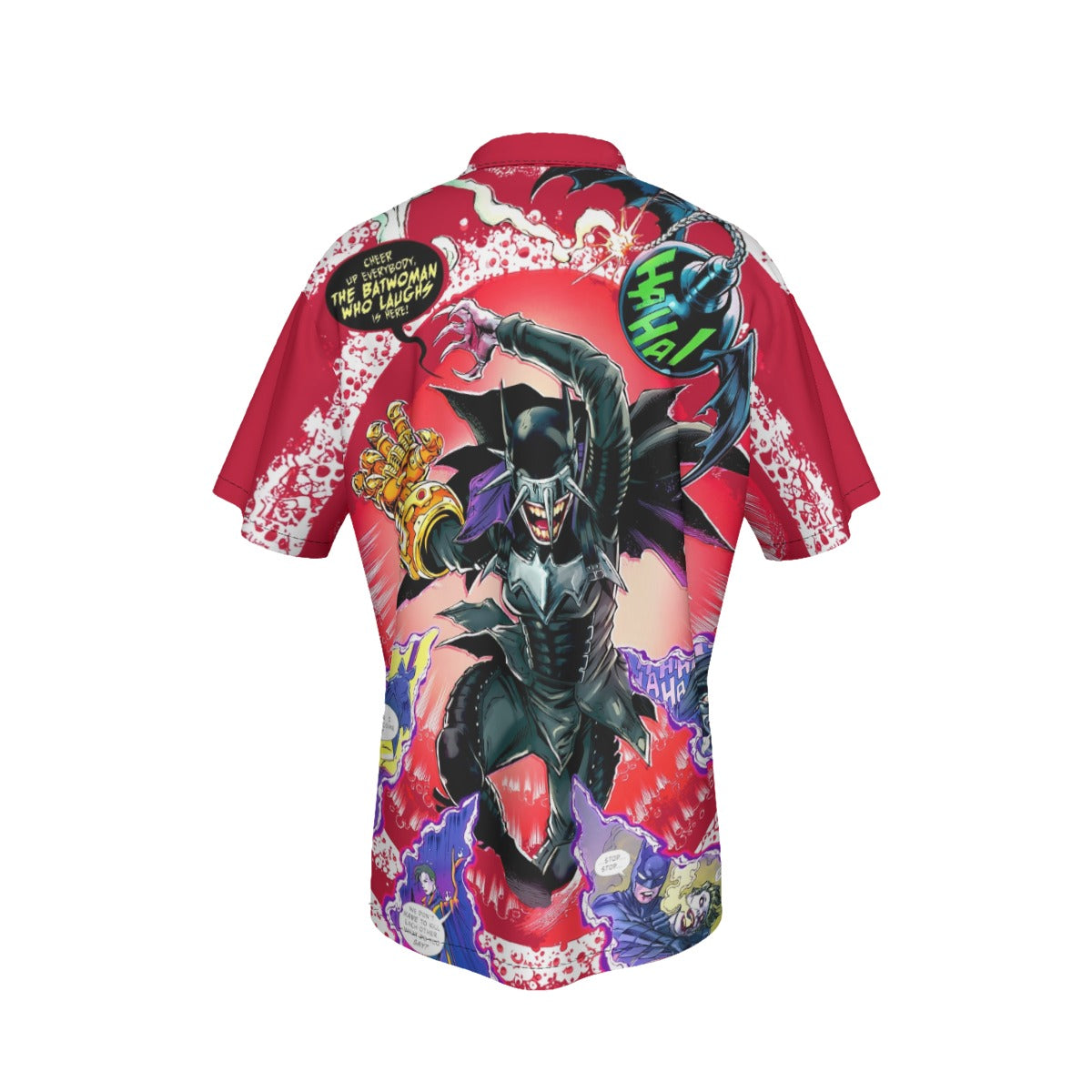 BATWOMAN WHO LAUGHS PIN UP OVER PRINT SHIRT AND TANK TOP