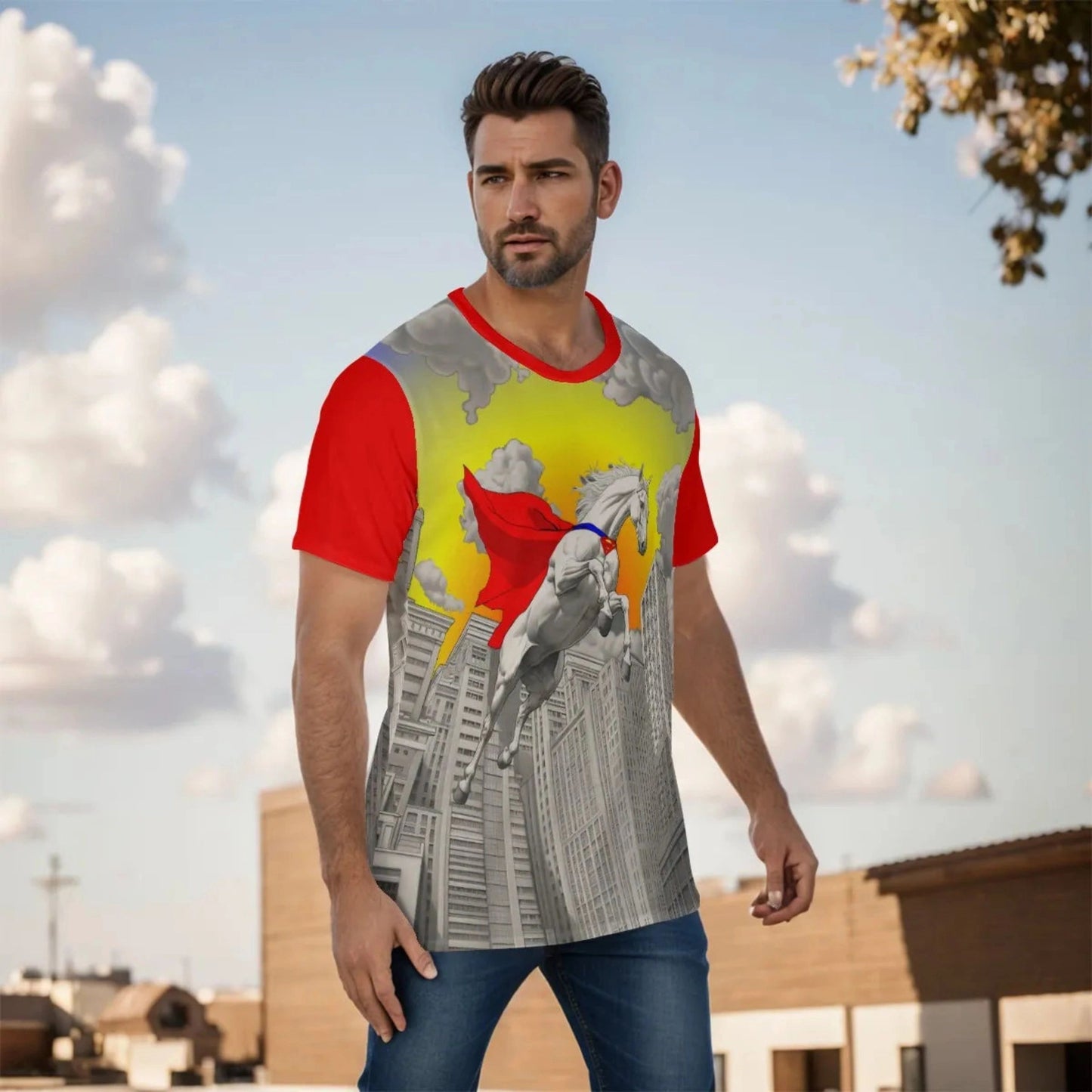 COMET THE SUPERHORSE FLIGHT ALL-OVER PRINT SHIRT AND TEE