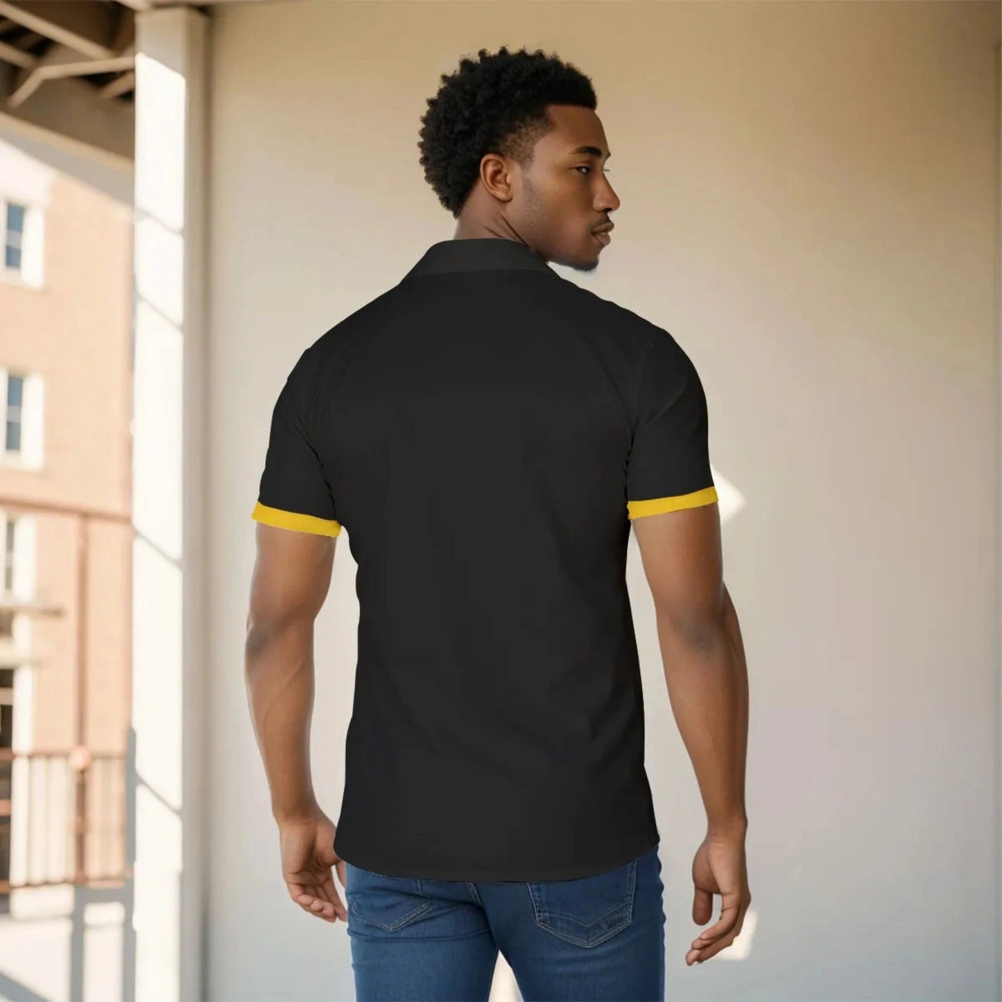 LEGION L Button up dress shirt - black and gold SINGLE LOGO