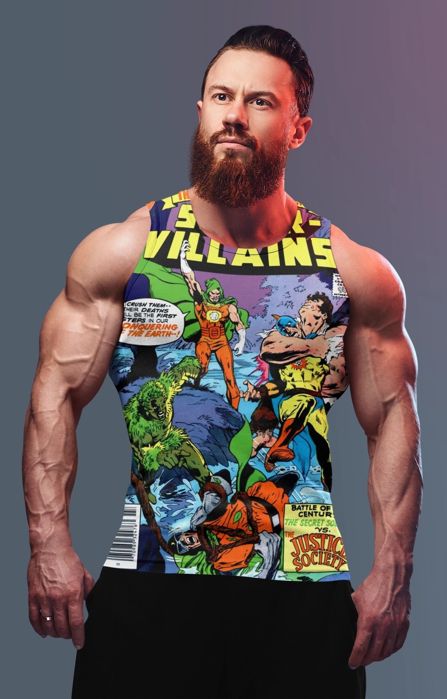 SECRET SOCIETY OF SUPERVILLIANS 15 COVER ALL OVER SHIRT AND TANK TOP