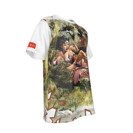 WONDER WOMAN CHEETAH COVER ALL OVER PRINT SHIRT AND TANK TOP TONY DANIELS ART