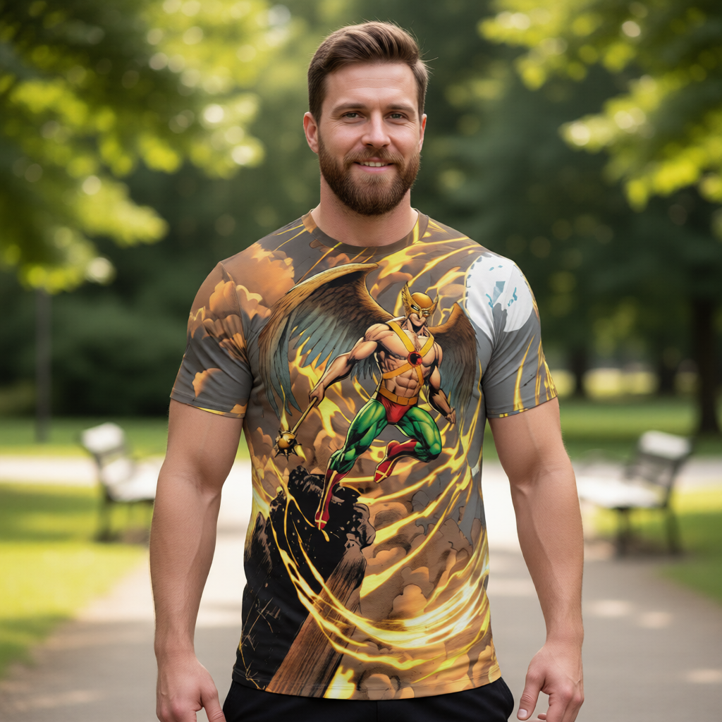 HAWKMAN EARTH 2 READY ALL OVER PRINT SHIRT AND TANK