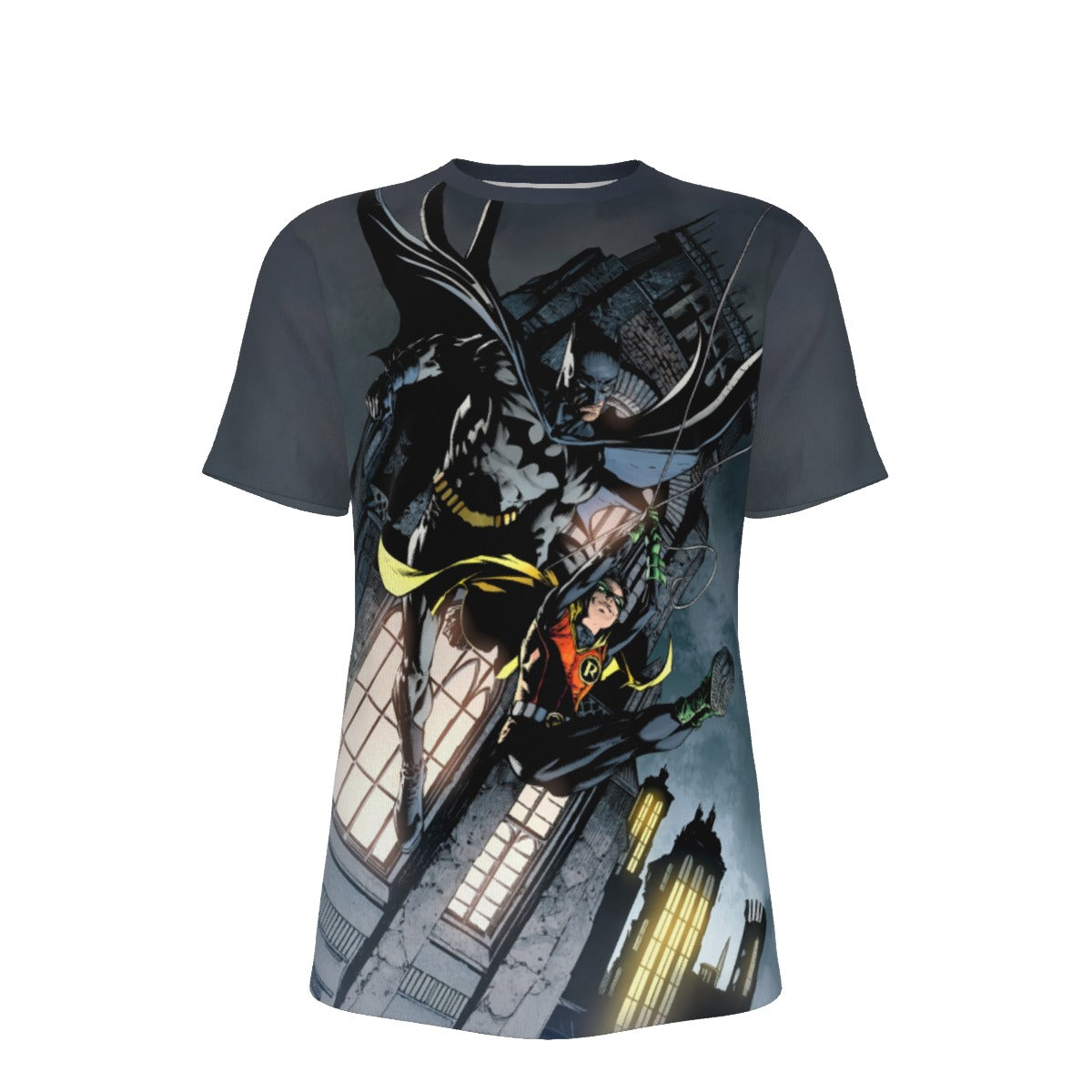BATMAN 700 PINUP ALL OVER PRINT SHIRT AND TANK TOP - BATMAN AND ROBIN, DAVID FINCH ART