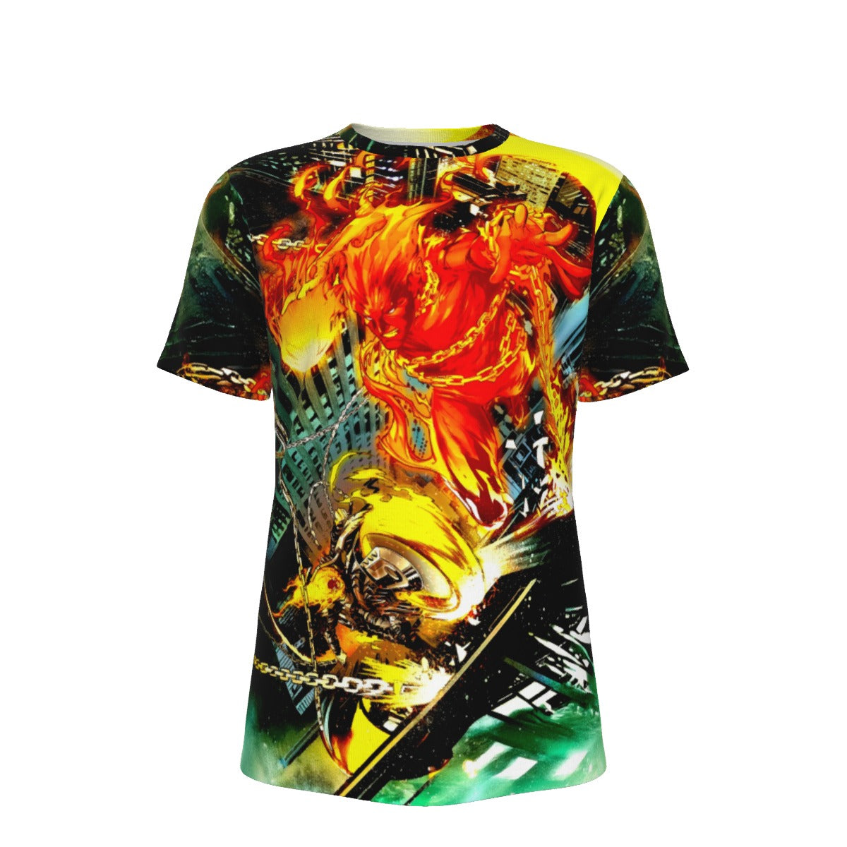 GHOST RIDER VS HUMAN TORCH PIN UP ALL OVER PRINT SHIRT AND TANK TOP- CONTEST OF CHAOS