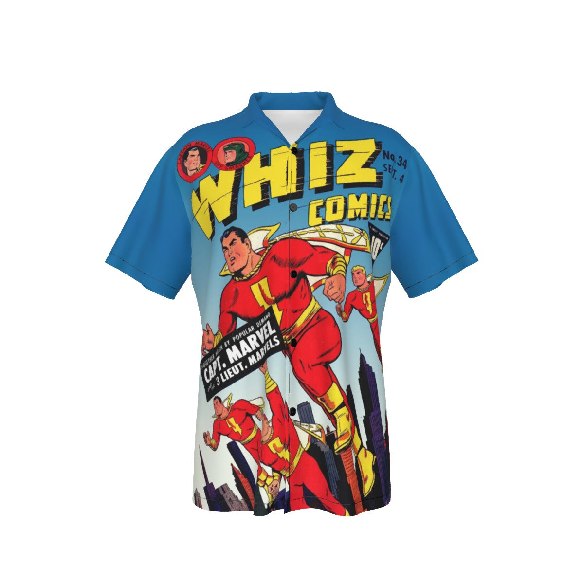 WHIZ COMICS 34 UP ALL OVER PRINT SHIRT AND TANK TOP -SHAZAM