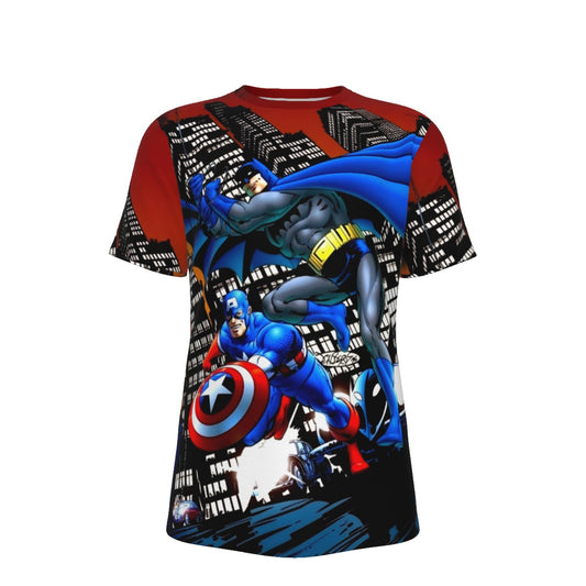 CAPTAIN AMERICA BATMAN PINUP ALL OVER PRINT SHIRT AND TANK TOP-JOHN BRYNE ART