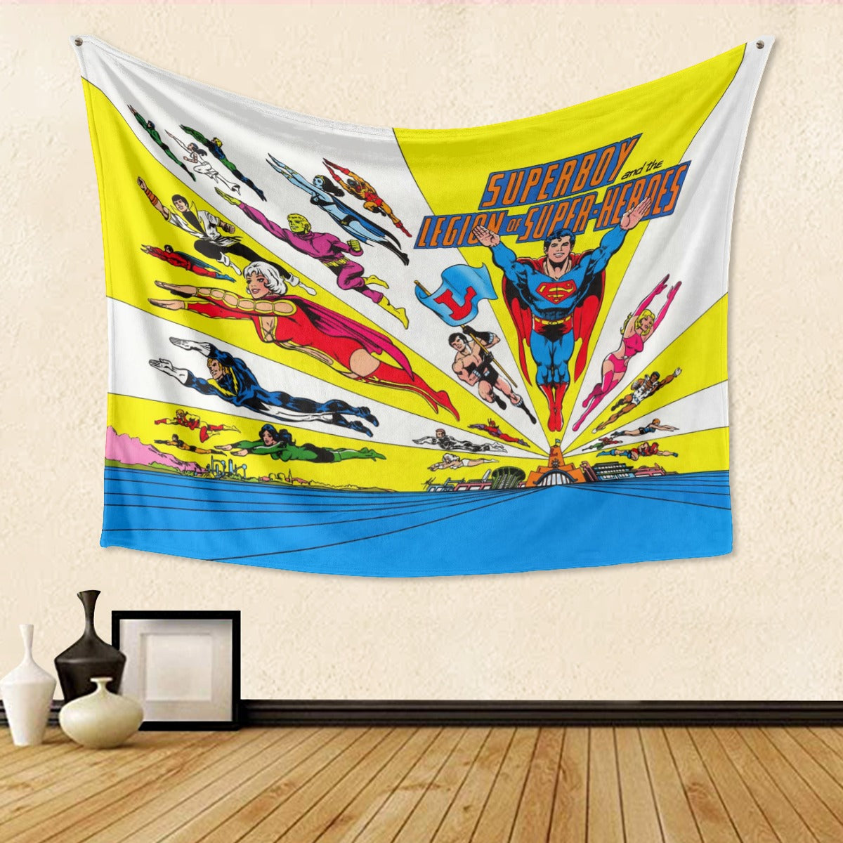 SUPERBOY AND LEGION SUN RAYS TAPESTRY -  DEC EXCLUSIVE