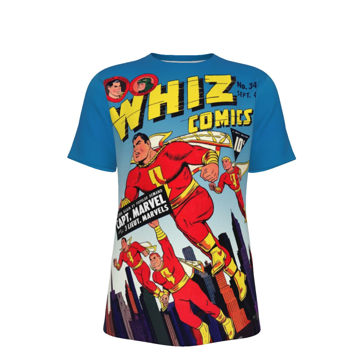 WHIZ COMICS 34 UP ALL OVER PRINT SHIRT AND TANK TOP -SHAZAM