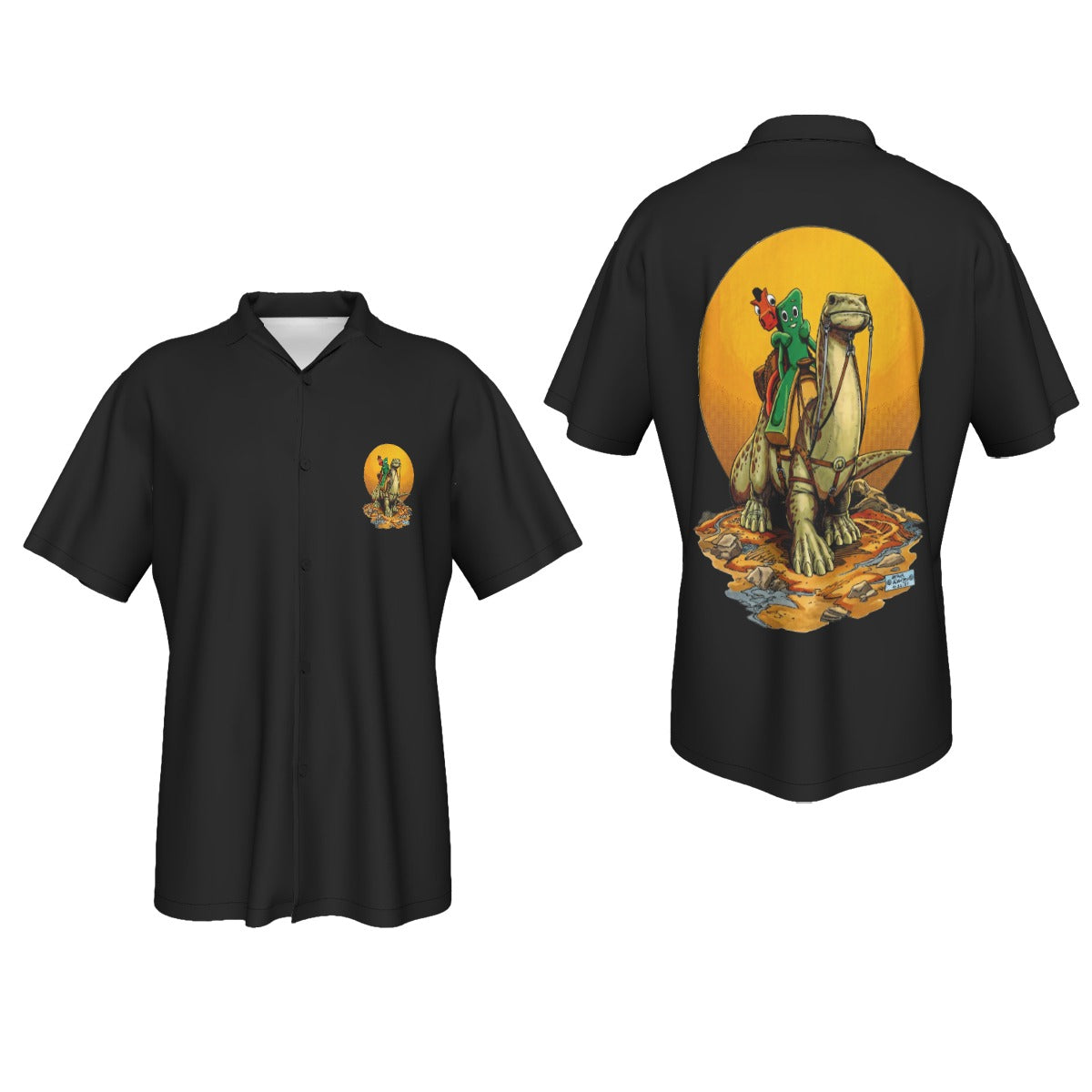 GUMBY AND POKEY RIDE DINO All Over Print Shirt & Tank Top - ARTHUR ADAMS ART
