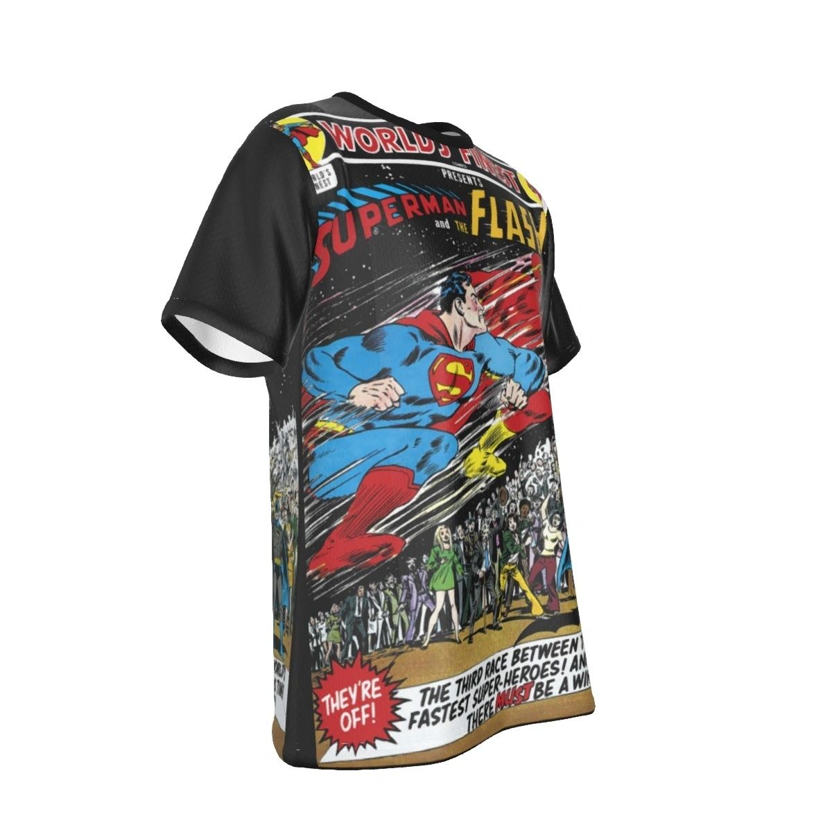 WORLD'S FINEST 198 ALL OVER PRINT SHIRT AND TANK- SUPERMAN VS FLASH RACE
