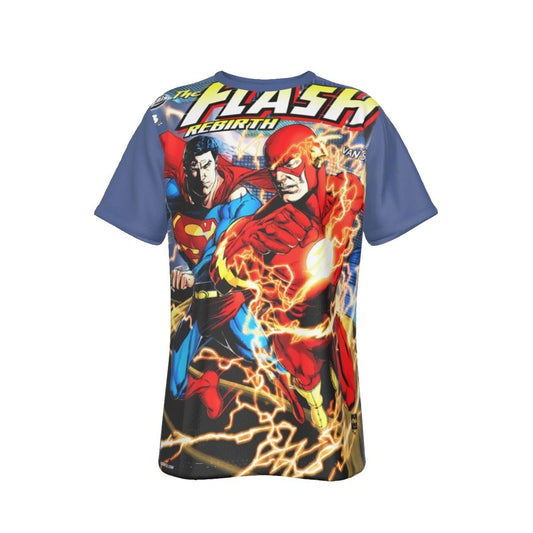 FLASH 3 REBIRTH ALL OVER PRINT SHIRT AND TANK - SUPERMAN VS FLASH RACE