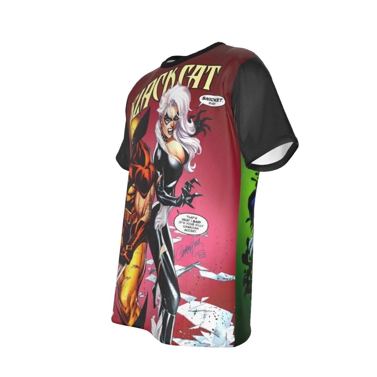 BLACK CAT WITH WOLVERINE/NIGHTCRAWLER ALL OVER PRINT SHIRT AND TANK