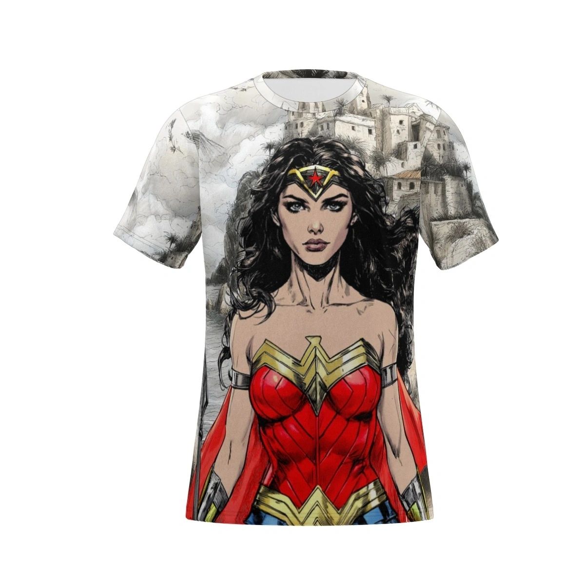 WONDER WOMAN ON PARADISE ALL OVER PRINT SHIRT AND TANK - ART BY EDDI