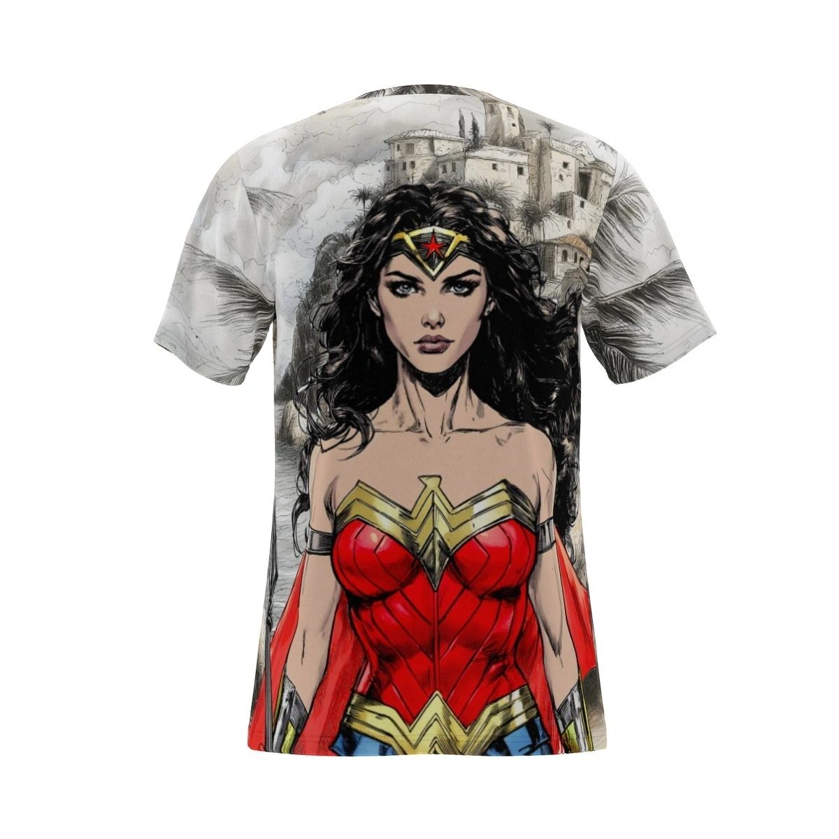 WONDER WOMAN ON PARADISE ALL OVER PRINT SHIRT AND TANK - ART BY EDDI