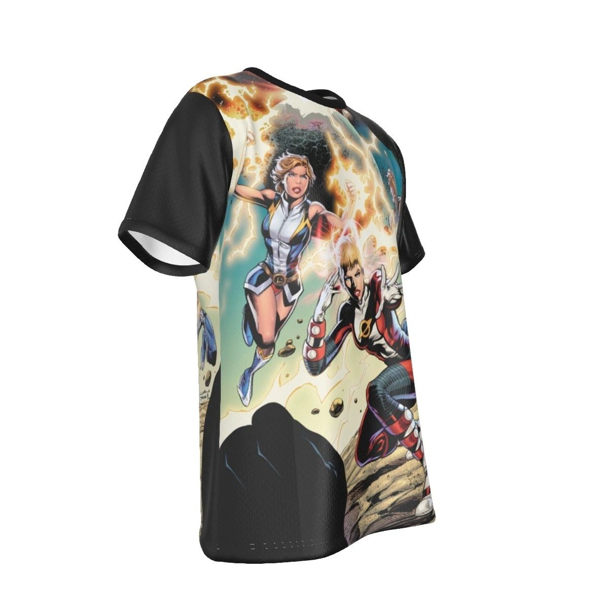 SATURN GIRL AND THE LIGHTNING TWINS ALL OVER PRINT SHIRT AND TANK - CINAR ART