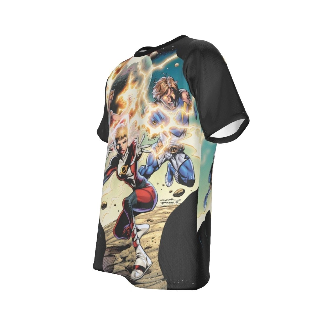 SATURN GIRL AND THE LIGHTNING TWINS ALL OVER PRINT SHIRT AND TANK - CINAR ART