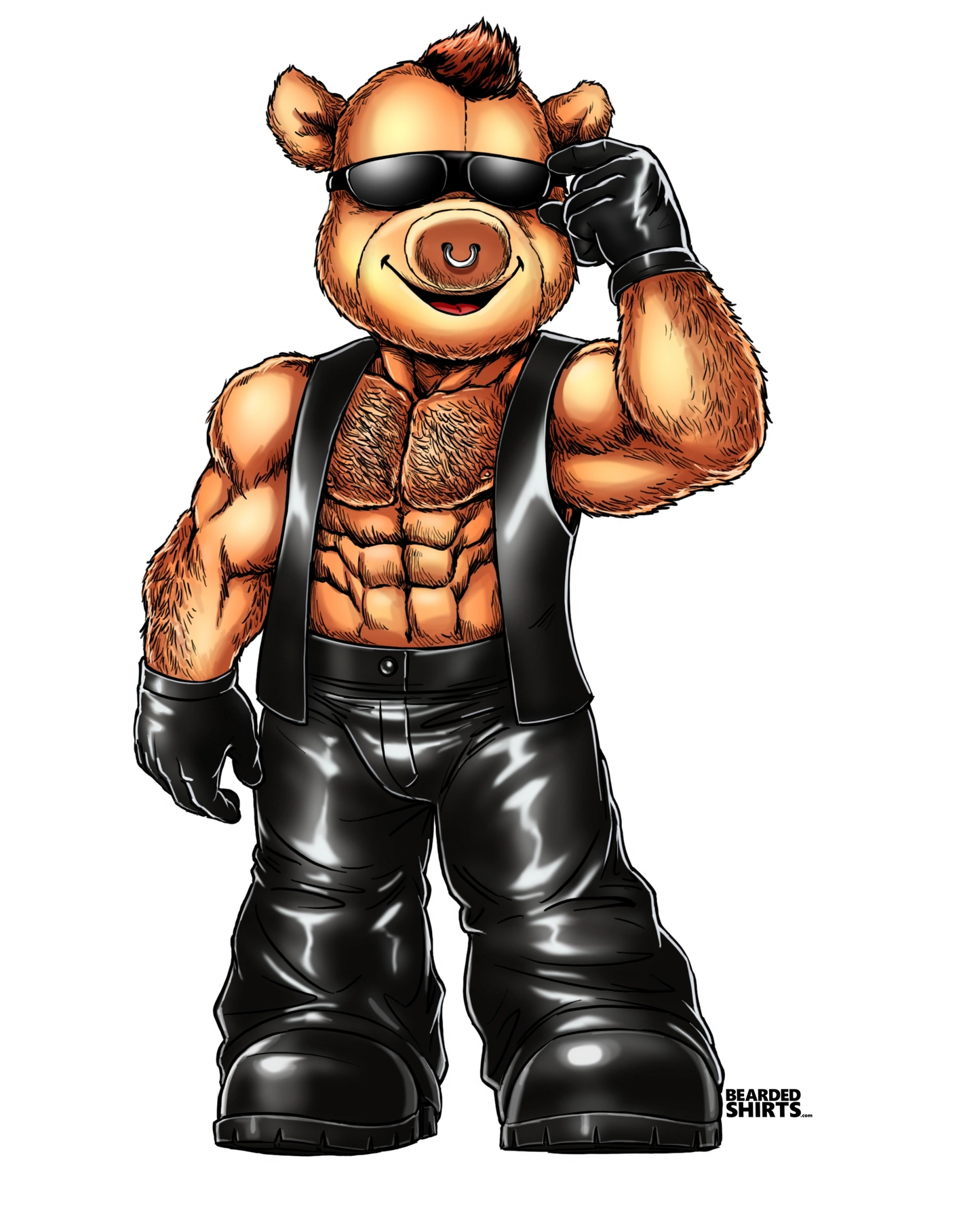 Piggi Bear In Full Leather shirt