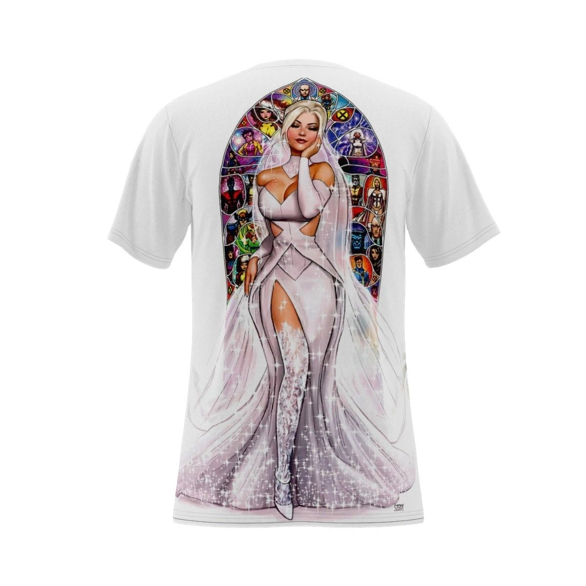 WHITE QUEEN WEDDING GOWN ALL OVER PRINT SHIRT AND TANK - EMMA FROST