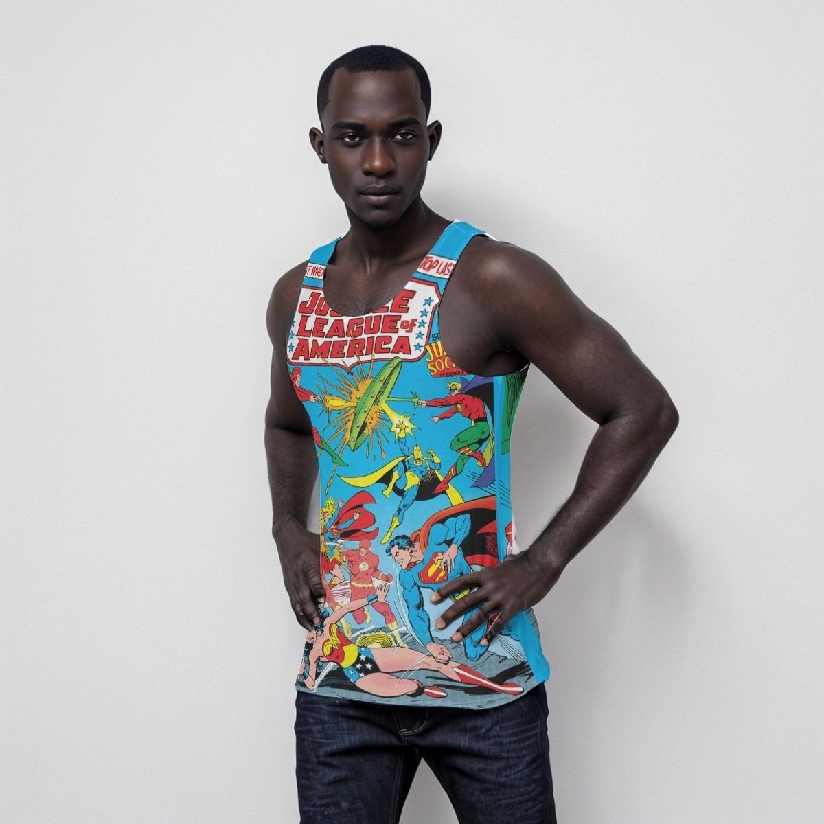 JLA 232 ALL OVER PRINT SHIRT, BUTTON UP & TANK- WONDER WOMAN