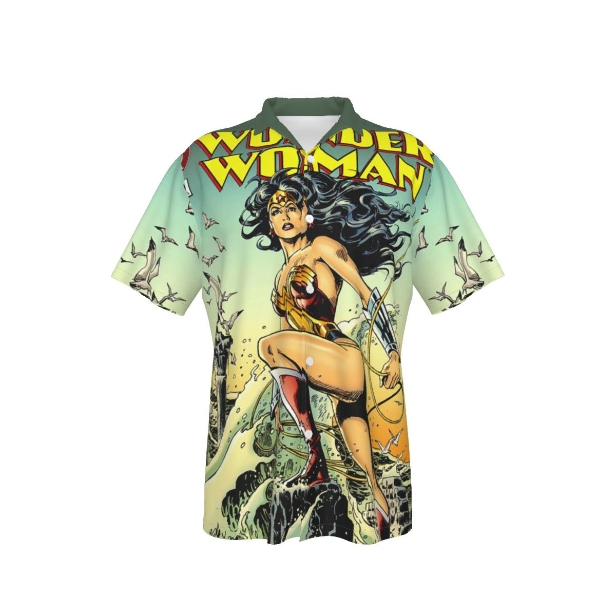 WONDER WOMAN 118 V2 ALL OVER PRINT SHIRT, BUTTON UP & TANK