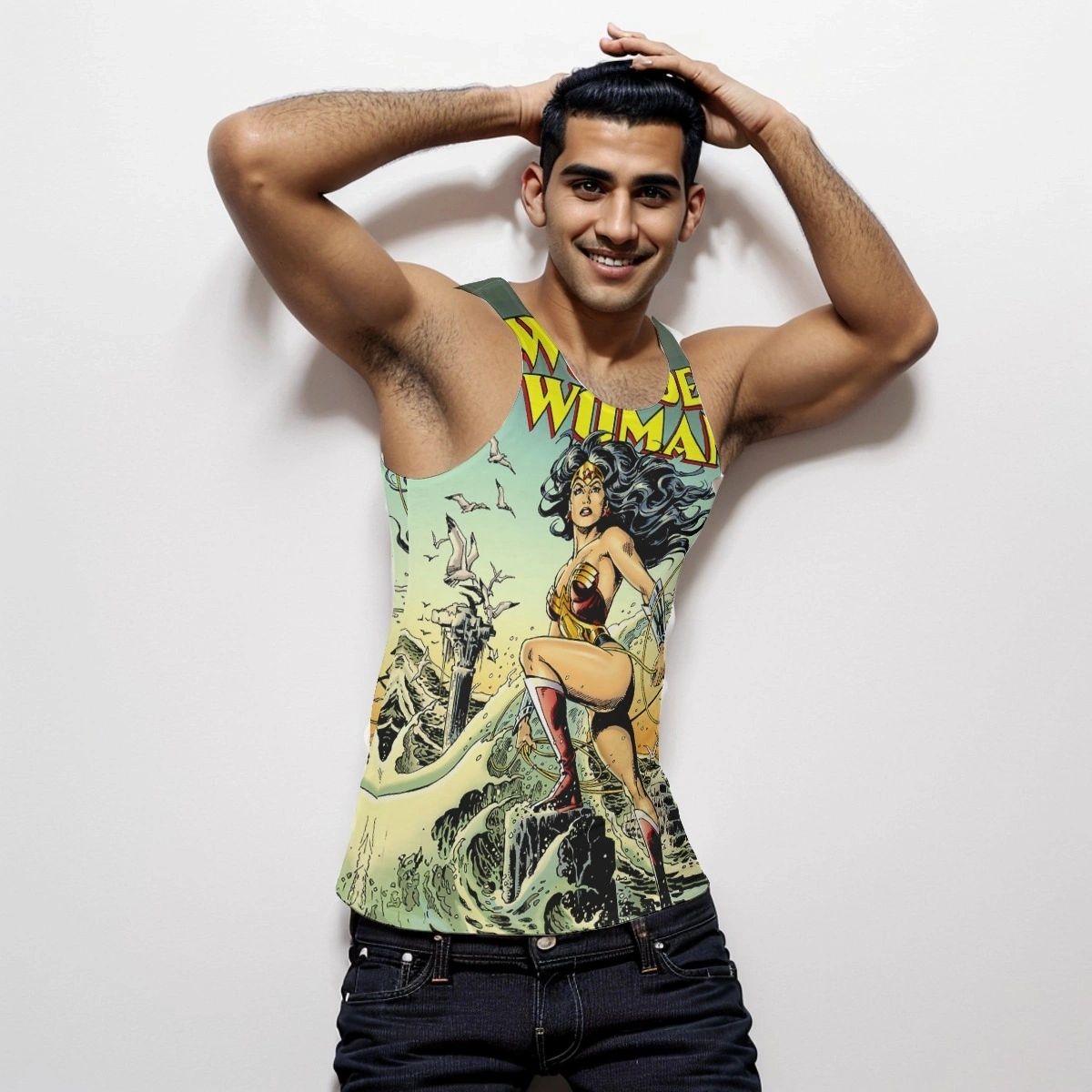 WONDER WOMAN 118 V2 ALL OVER PRINT SHIRT, BUTTON UP & TANK