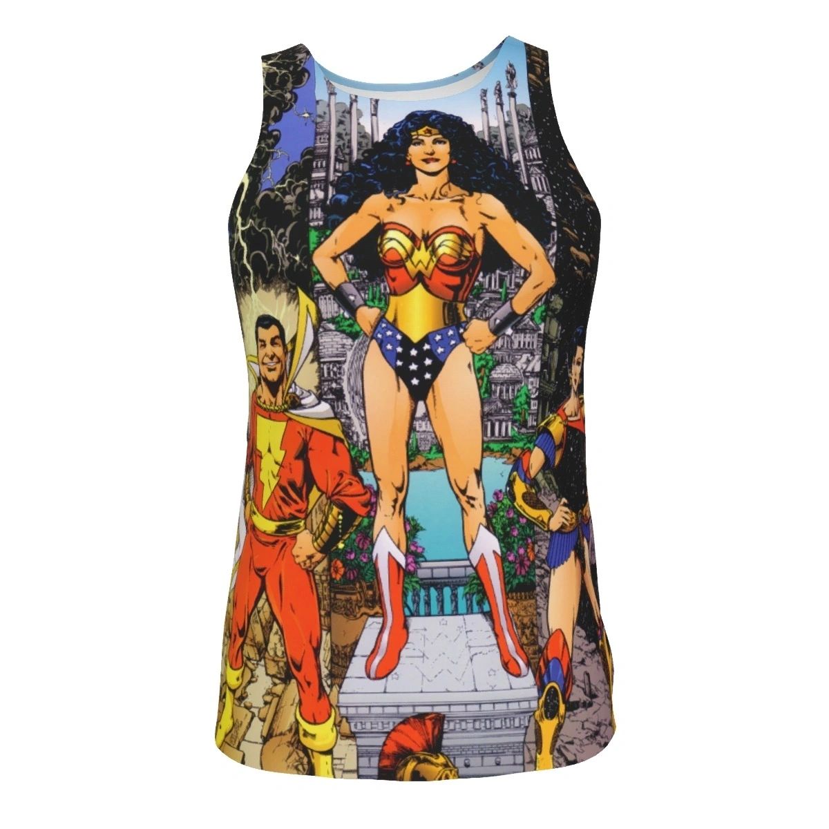 WONDER WOMAN JIMENEZ ALL OVER PRINT SHIRT, BUTTON UP & TANK