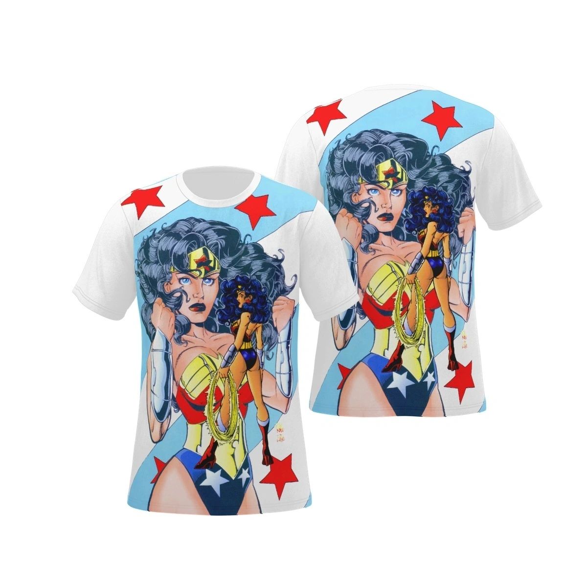 WONDER WOMAN RINGO PIN UP ALL OVER PRINT SHIRT, BUTTON UP & TANK