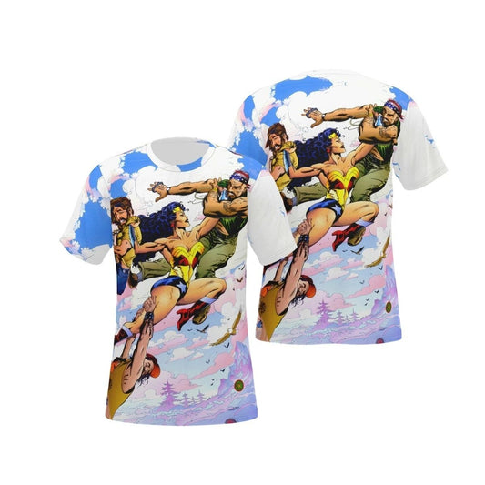 WONDER WOMAN GEORGE FREEMAN PIN UP ALL OVER PRINT SHIRT, BUTTON UP & TANK