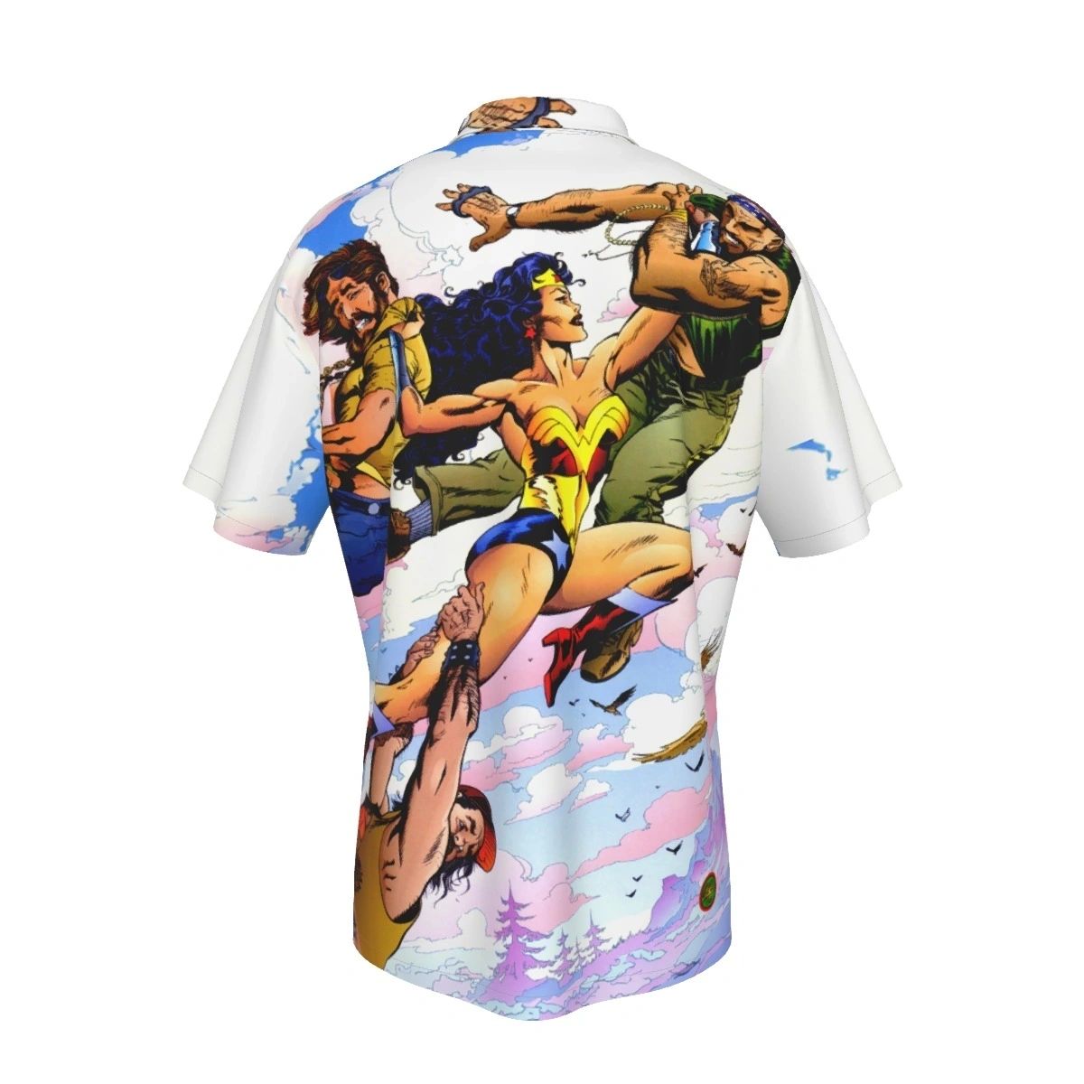 WONDER WOMAN GEORGE FREEMAN PIN UP ALL OVER PRINT SHIRT, BUTTON UP & TANK