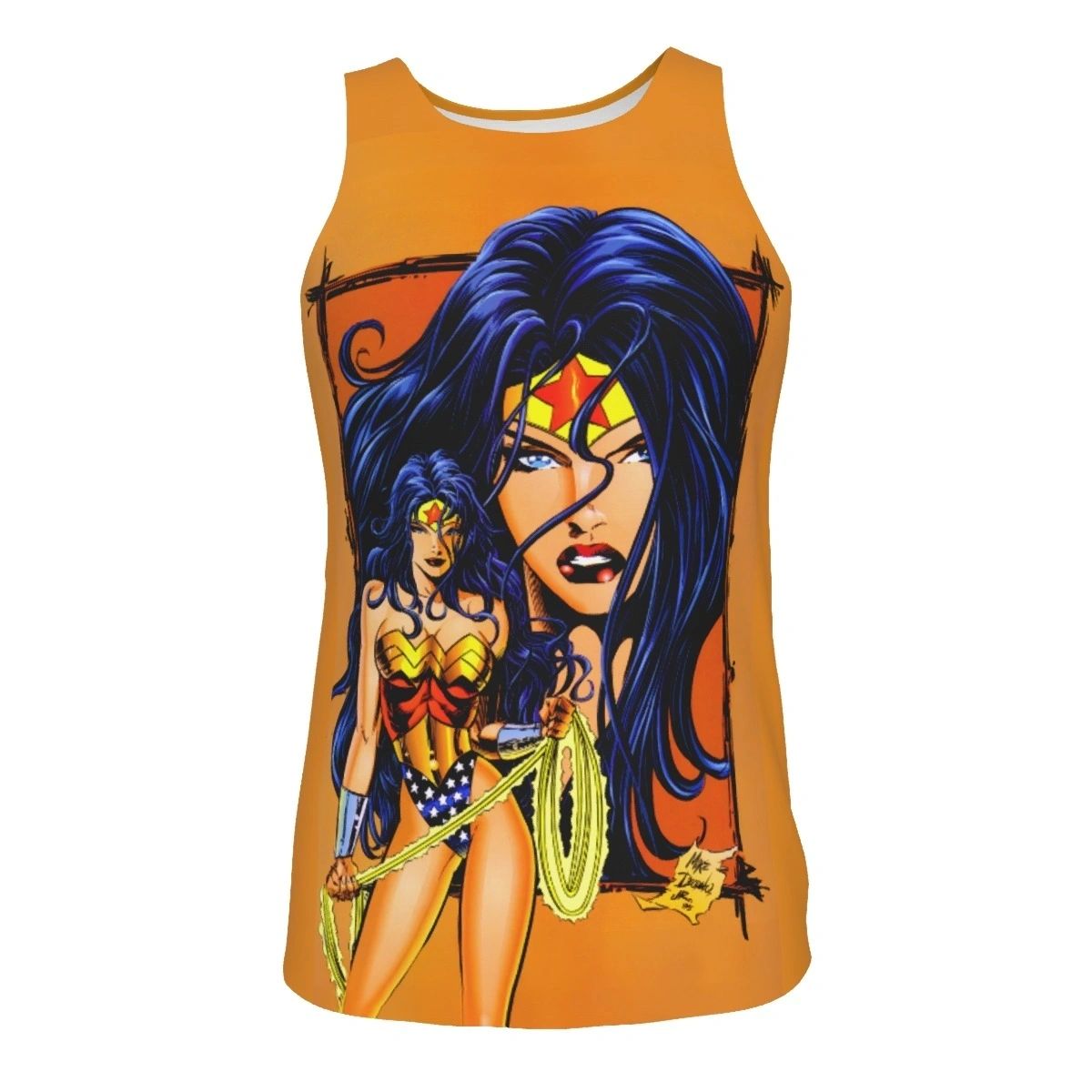 WONDER WOMAN MIKE DEOGATO PIN UP ALL OVER PRINT SHIRT, BUTTON UP & TANK