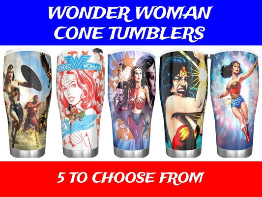 WONDER WOMAN CONE TUMBLERS - SPECIAL BUY