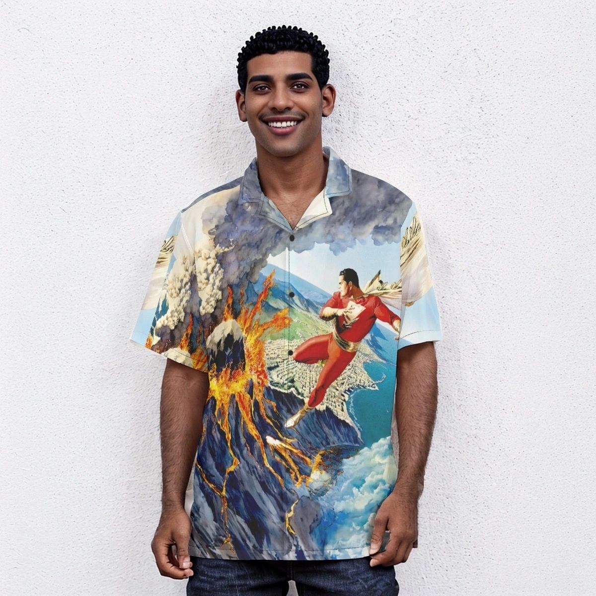 SHAZAM SAVES VOLCANO PAGE OVER PRINT SHIRT & TANK- ALEX ROSS