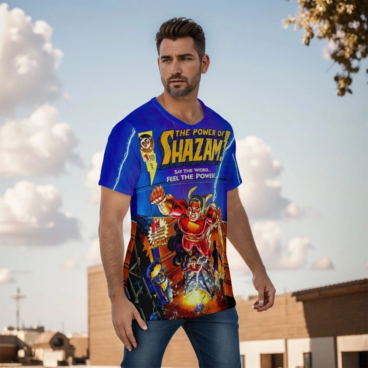 POWER OF SHAZAM 1 OVER PRINT SHIRT & TANK