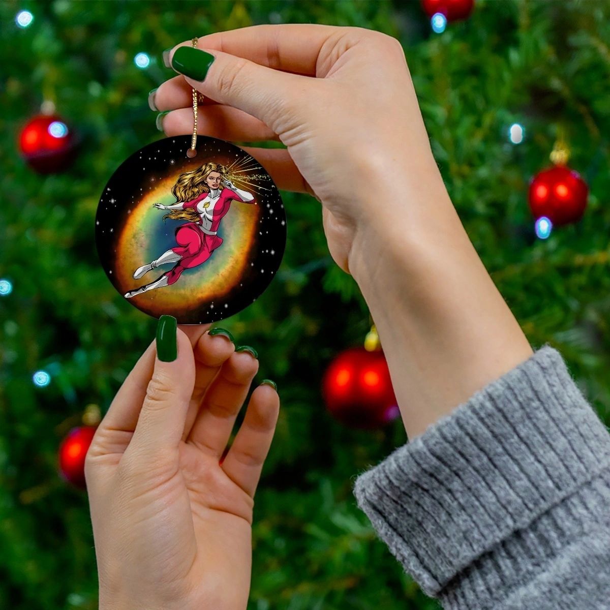 SATURN GIRL CHRISTMAS TREE ORNAMENT