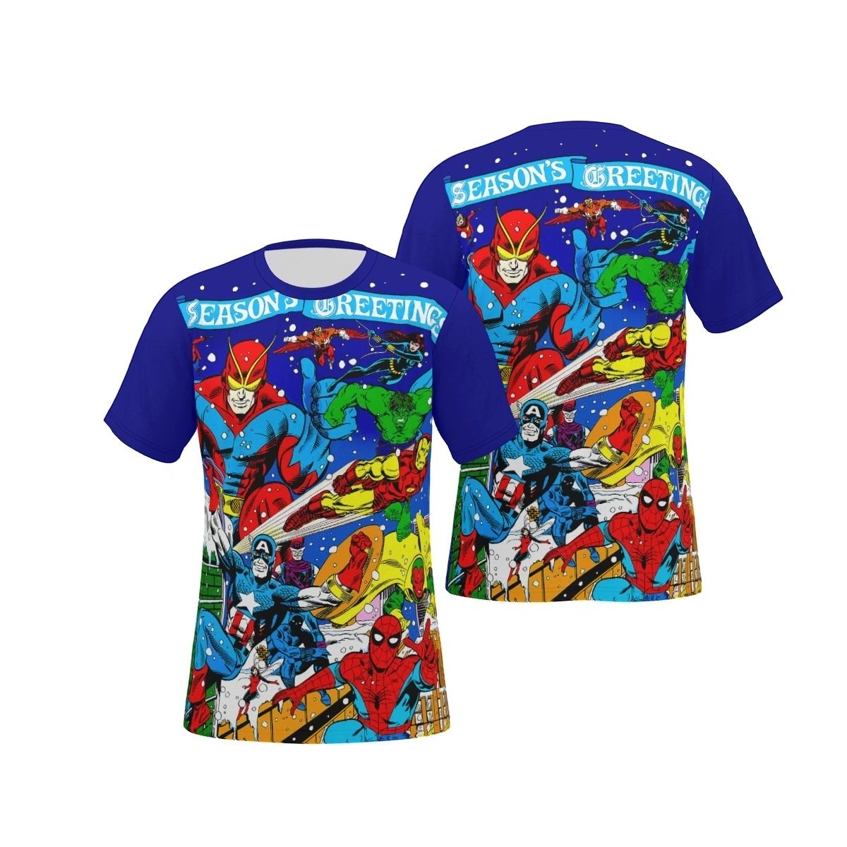 MARVEL SEASONS GREETINGS OVER PRINT SHIRT & TANK