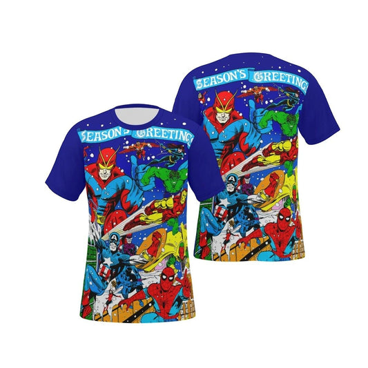 MARVEL SEASONS GREETINGS OVER PRINT SHIRT & TANK