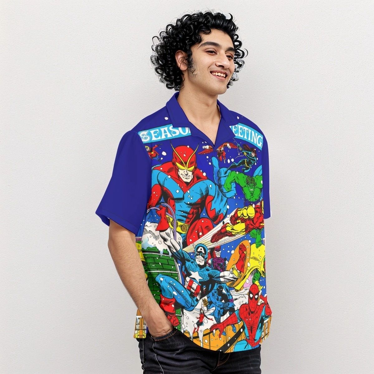 MARVEL SEASONS GREETINGS OVER PRINT SHIRT & TANK