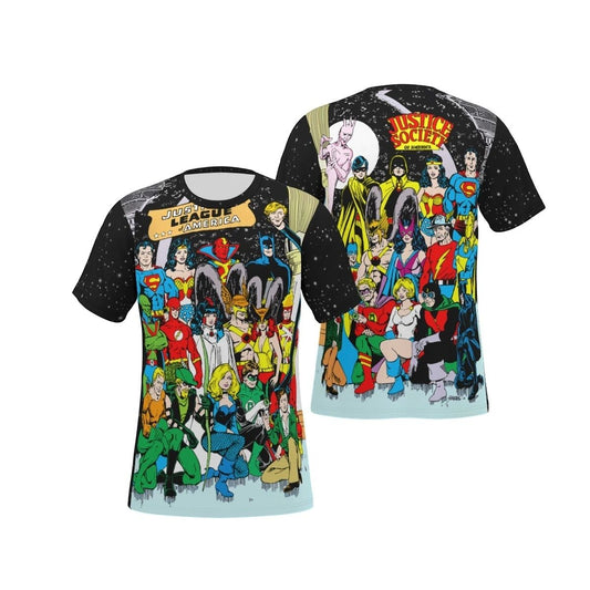 JLA JSA PEREZ PINUP OVER PRINT SHIRT & TANK