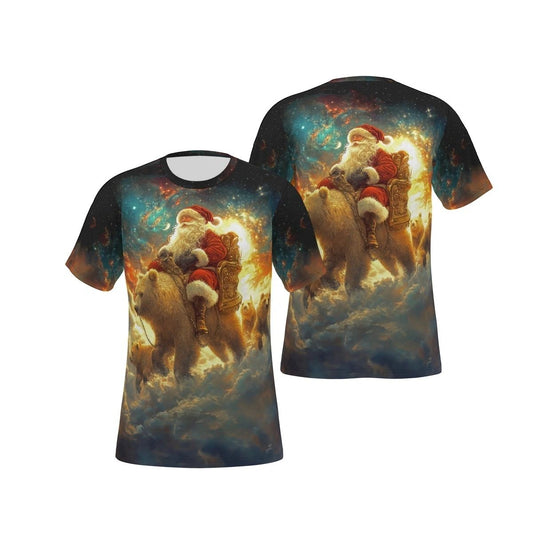SANTA RIDING BEAR OVER PRINT SHIRT & TANK