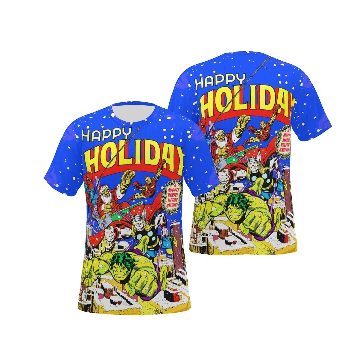 HAPPY HOLIDAY MARVEL OVER PRINT SHIRT & TANK