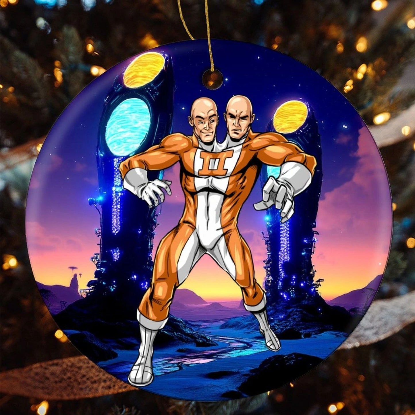 DOUBLE HEADER CHRISTMAS TREE ORNAMENT