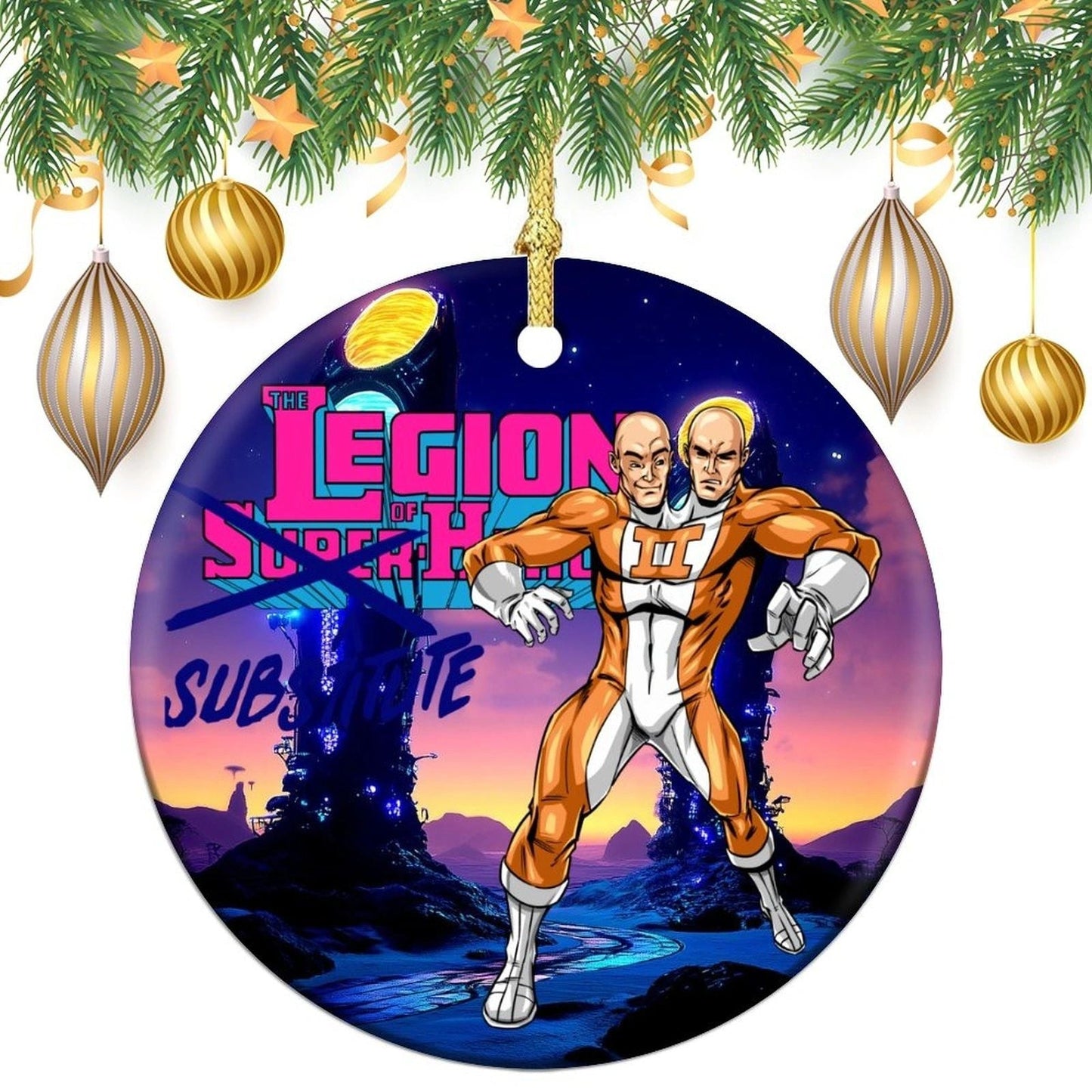 DOUBLE HEADER CHRISTMAS TREE ORNAMENT