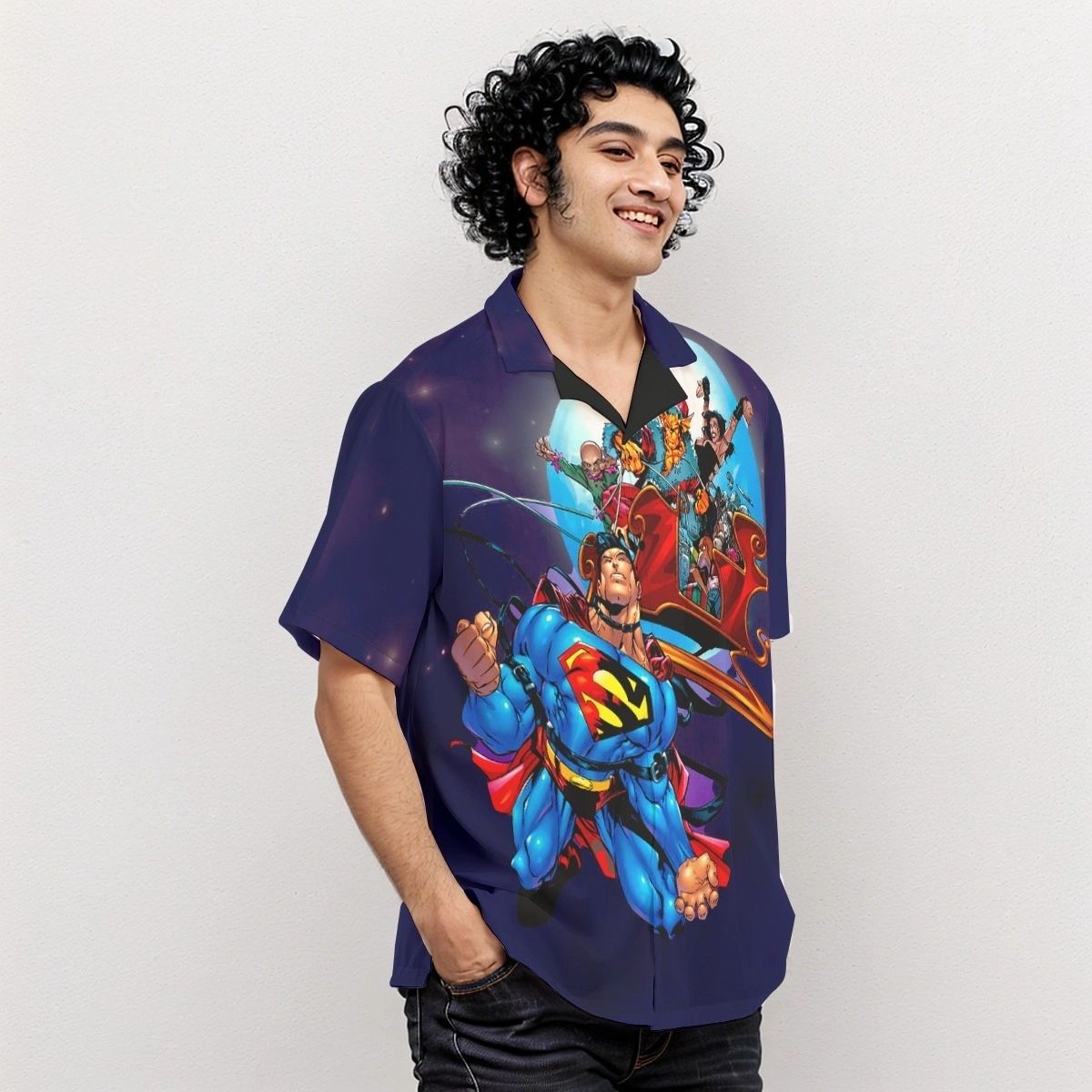 ACTION 762 OVER PRINT SHIRT & TANK - SUPERMAN PULLING SLEIGH