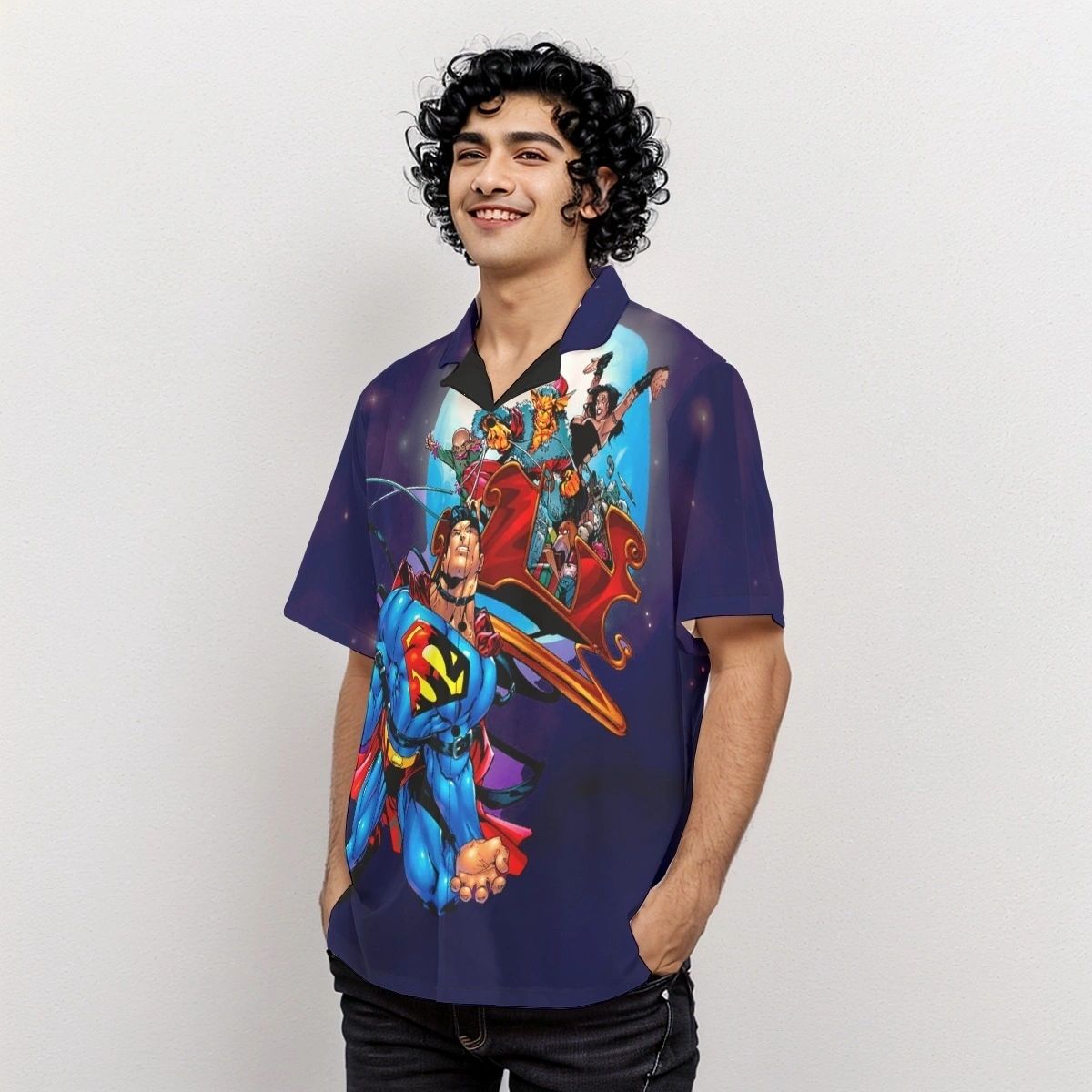 ACTION 762 OVER PRINT SHIRT & TANK - SUPERMAN PULLING SLEIGH