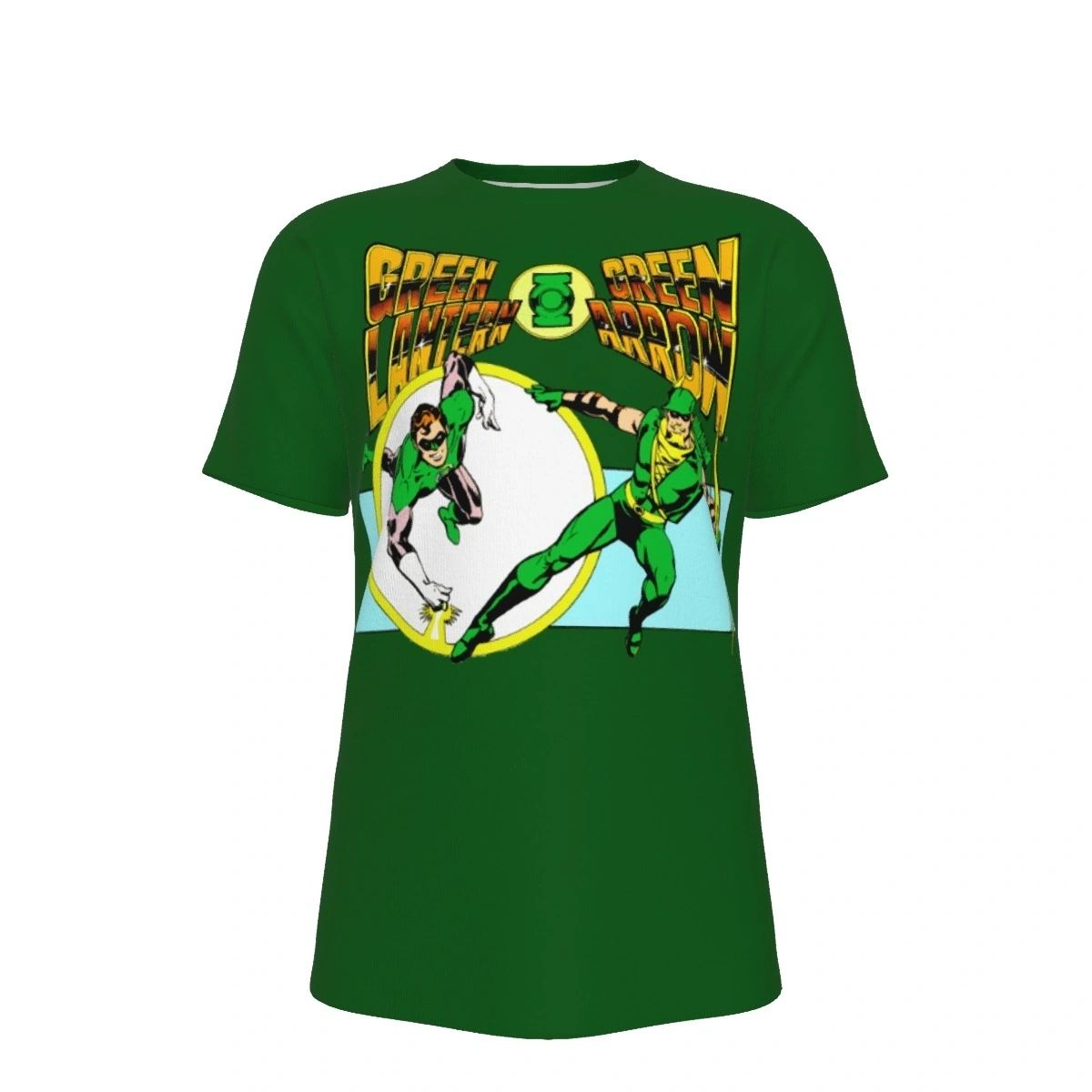 GREEN LANTERN GREEN ARROW AD OVER PRINT SHIRT & TANK