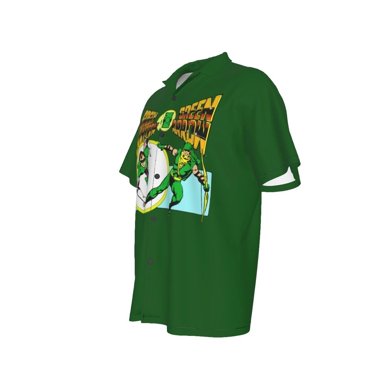 GREEN LANTERN GREEN ARROW AD OVER PRINT SHIRT & TANK