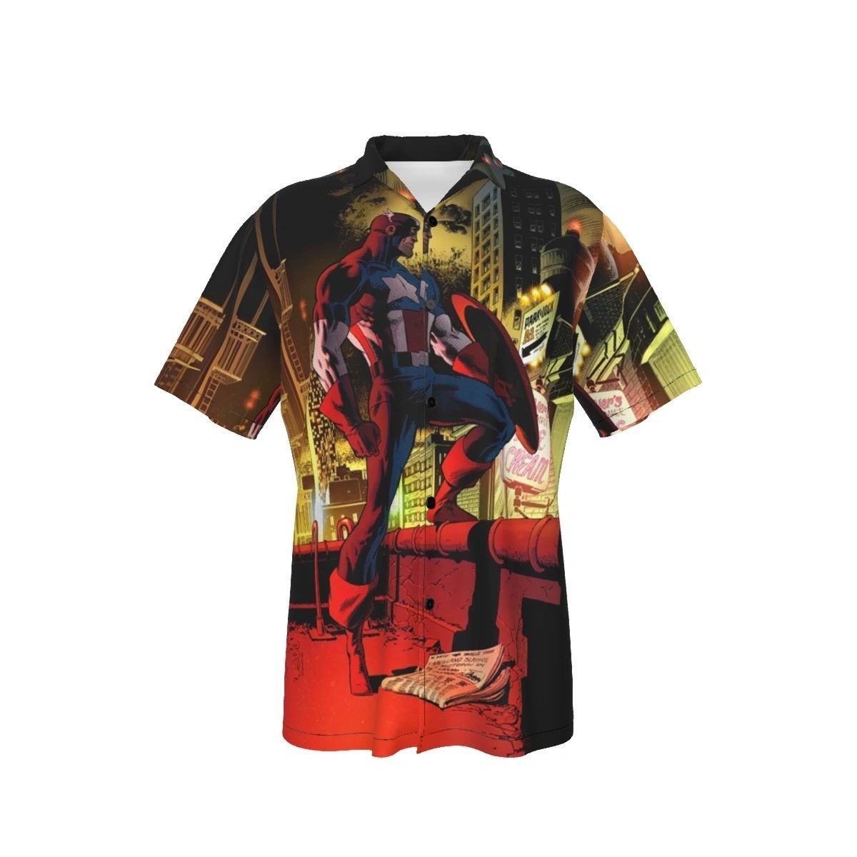CAPTAIN AMERICA LEINIL YU PINUP OVER PRINT SHIRT & TANK